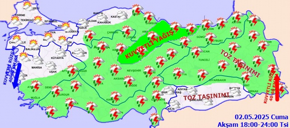 2 Mayıs 2025 Cuma Hava Durumu